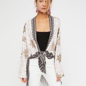 FREE PEOPLE• Forget Me Not Tile Print Tunic Kimono